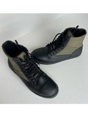 Woobies GO Jungle Boots Black Green High Top Lace-Up Side Zip Outdoor Sneakers